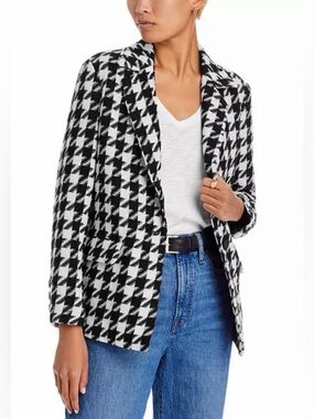 Bella Dahl Black & White Houndstooth Blazer Jacket - Women's Sz L